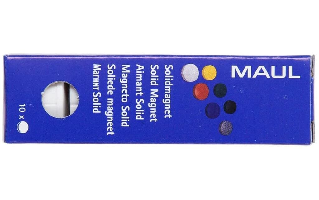 Maul Haftmagnet Solid Ø 24 mm, 600 g, Weiss, 10 Stück