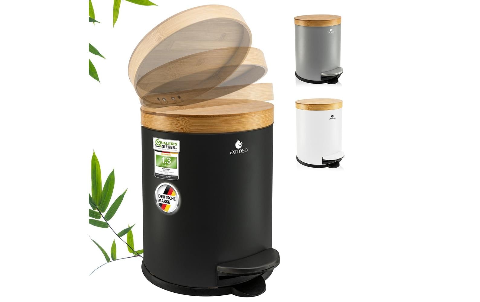 Exitoso Tretmülleimer mit Softclose-Deckel 5 l, Schwarz