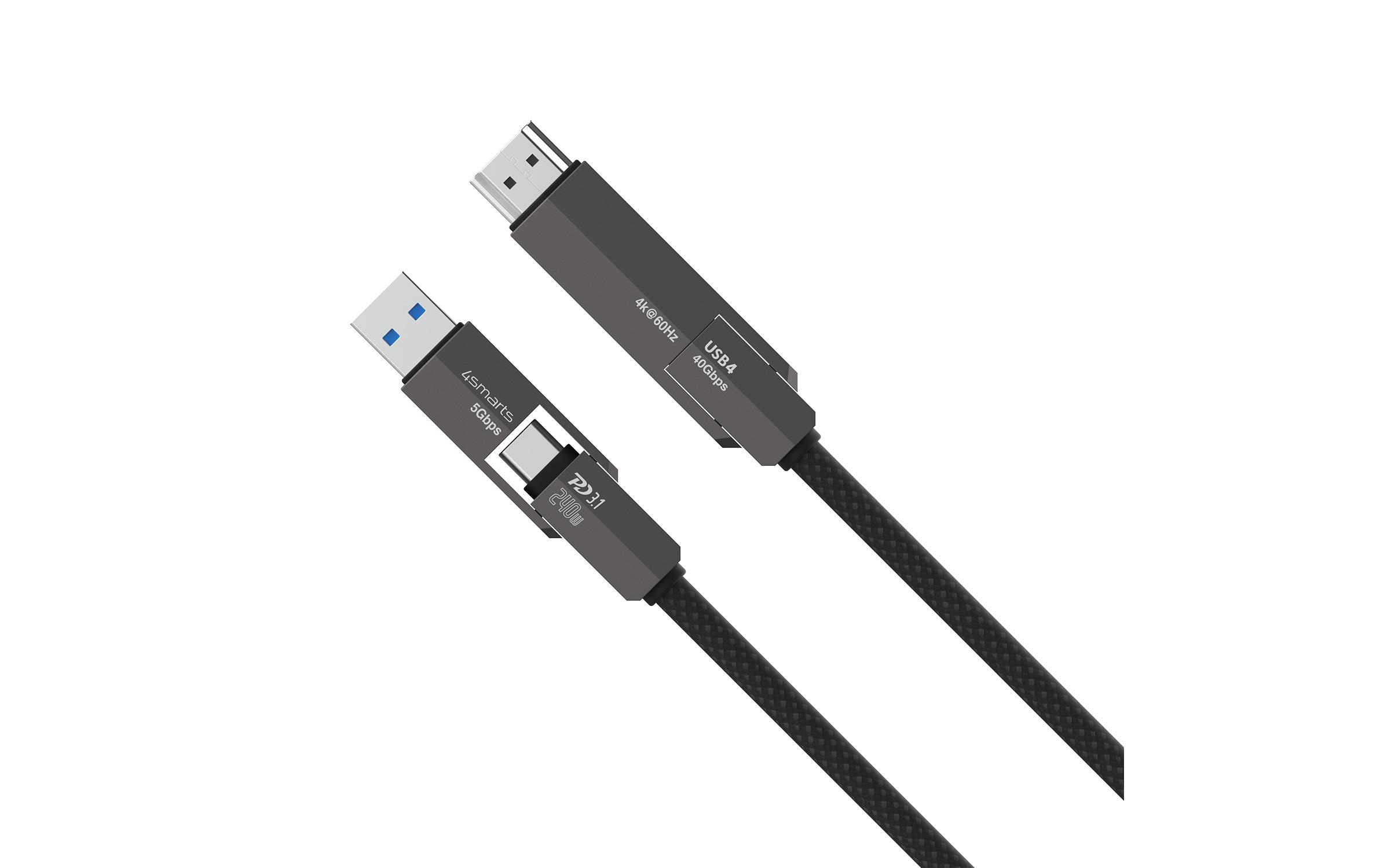 4smarts Kabel ComboCord 4K 240 W USB Type-A/USB Type-C - HDMI, 1.5 m