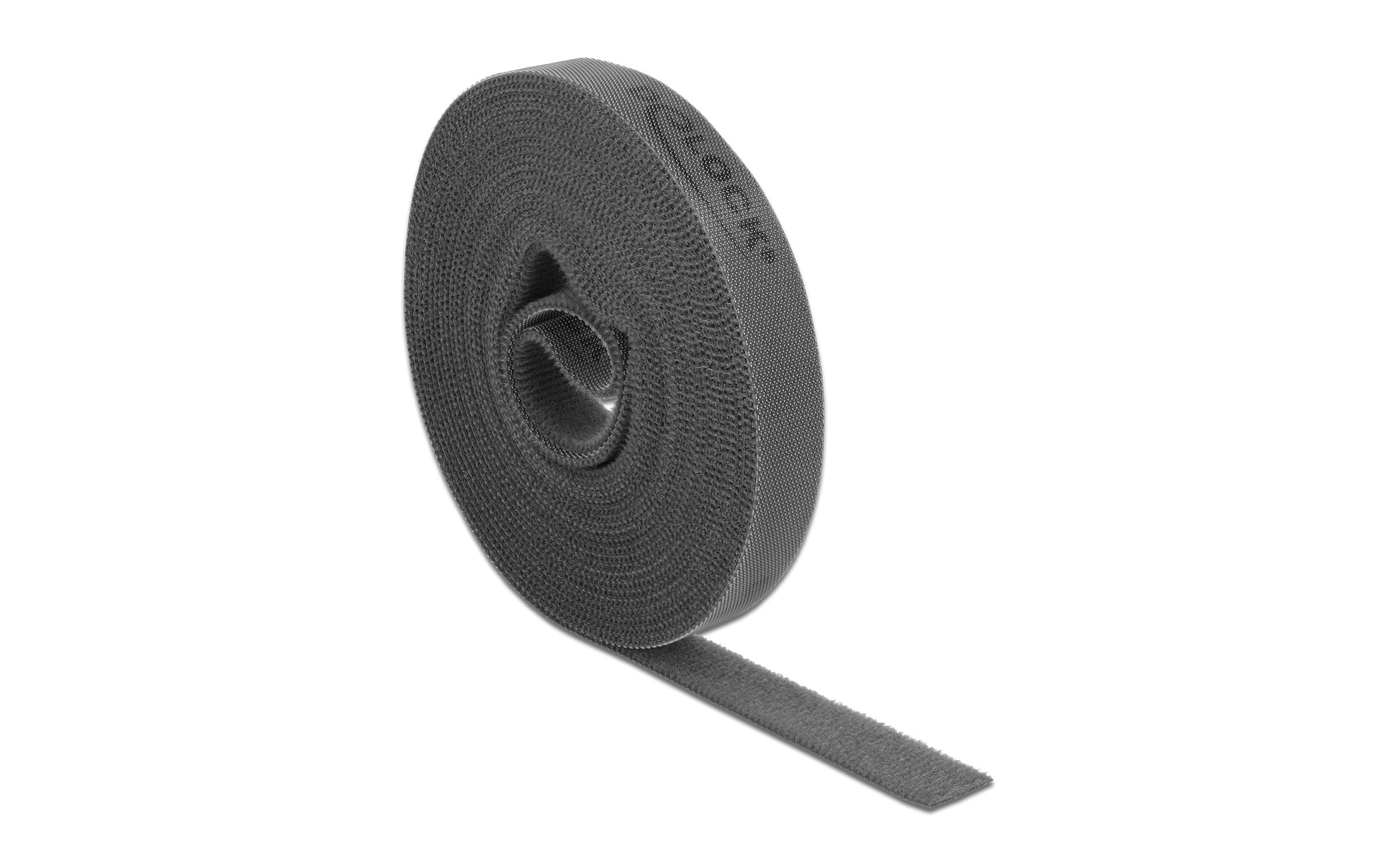 Delock Klettband 5 m x 15 mm Grau