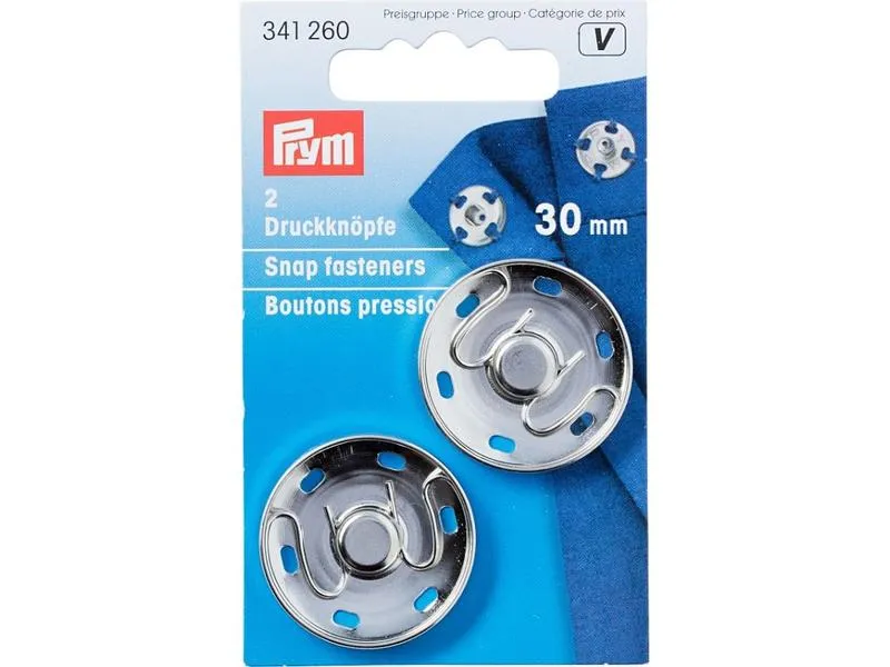 Prym Druckknöpfe Silber, 30 mm Prym Druckknöpfe Silber, 30 mm