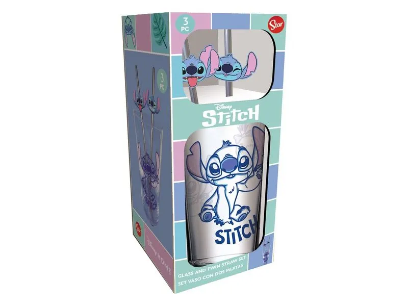 Stor Lilo & Stitch Glass Tumbler with Straws Stitch 485 ml Stor Lilo & Stitch Glass Tumbler with Straws Stitch 485 ml