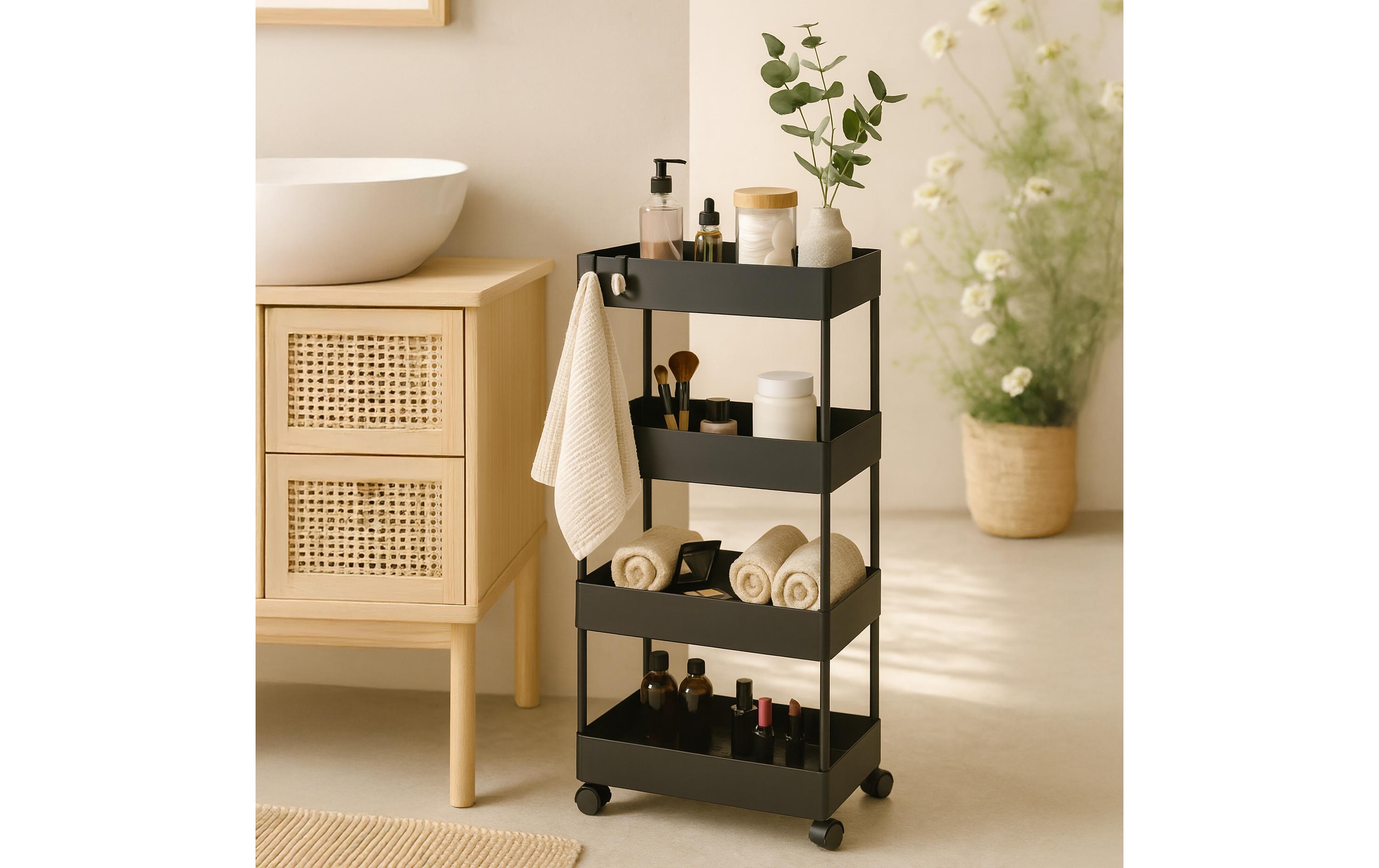 relaxdays Küchenwagen 40 x 93 x 22 cm, Schwarz