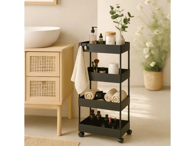 relaxdays Küchenwagen 40 x 93 x 22 cm, Schwarz relaxdays Küchenwagen 40 x 93 x 22 cm, Schwarz