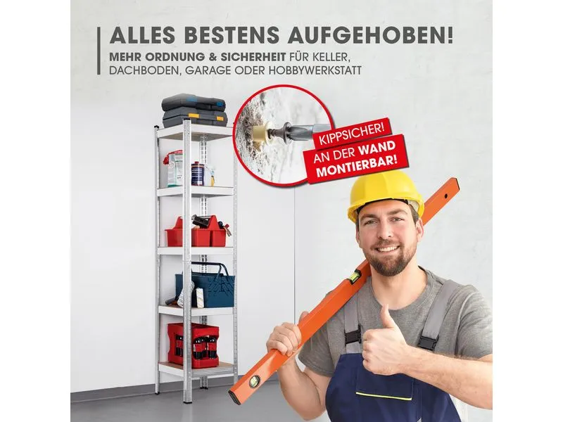 EASYmaxx Schwerlastregal 180 x 40 x 40 cm EASYmaxx Schwerlastregal 180 x 40 x 40 cm