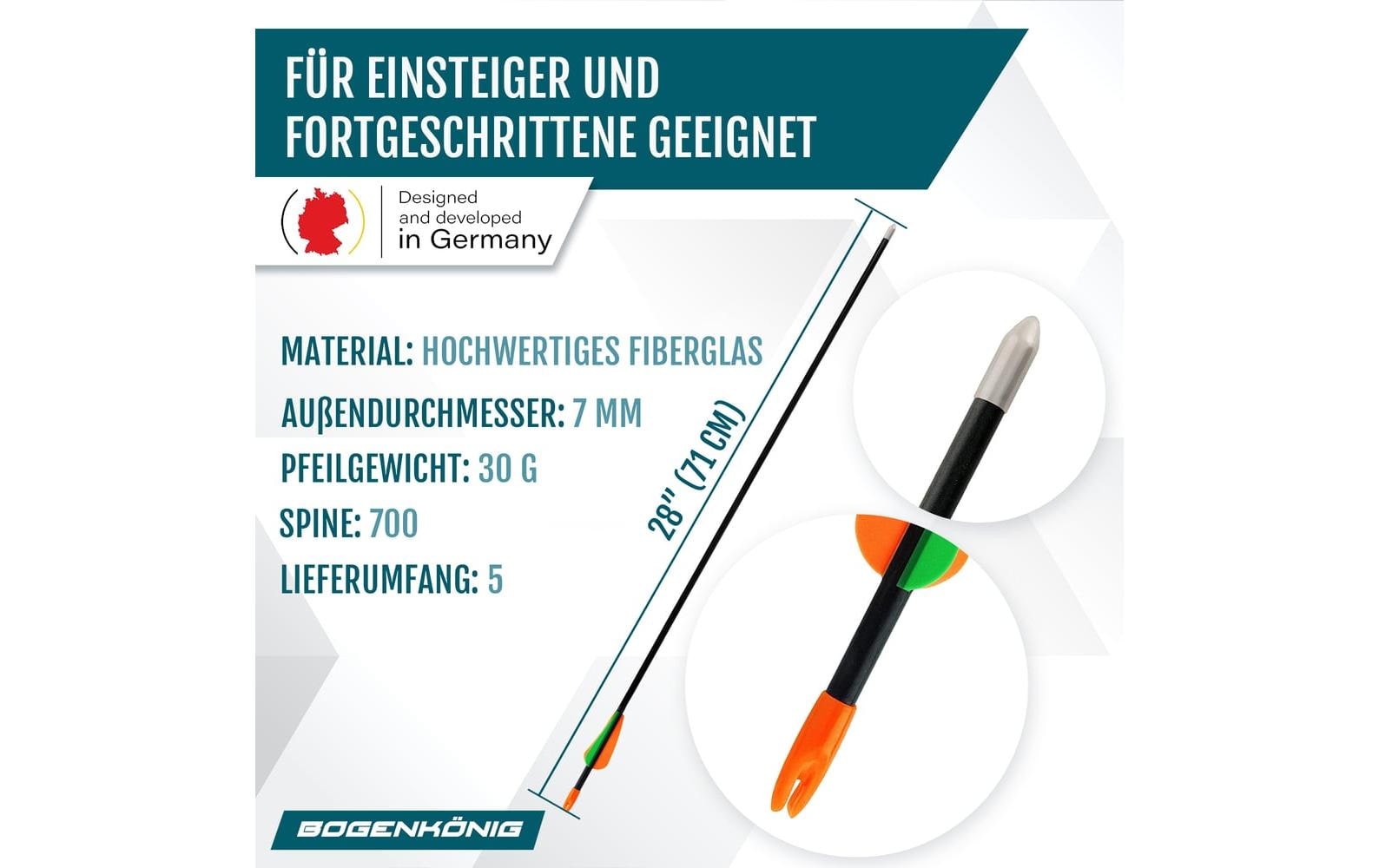 Bogenkönig Metallspitzbogen 28 Zoll, 5er-Set Bogenkönig Metallspitzbogen 28 Zoll, 5er-Set