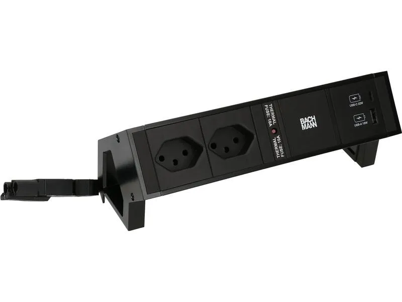 Bachmann Tischsteckdosenleiste DESK 2, 2x T13, 1x USB A/C