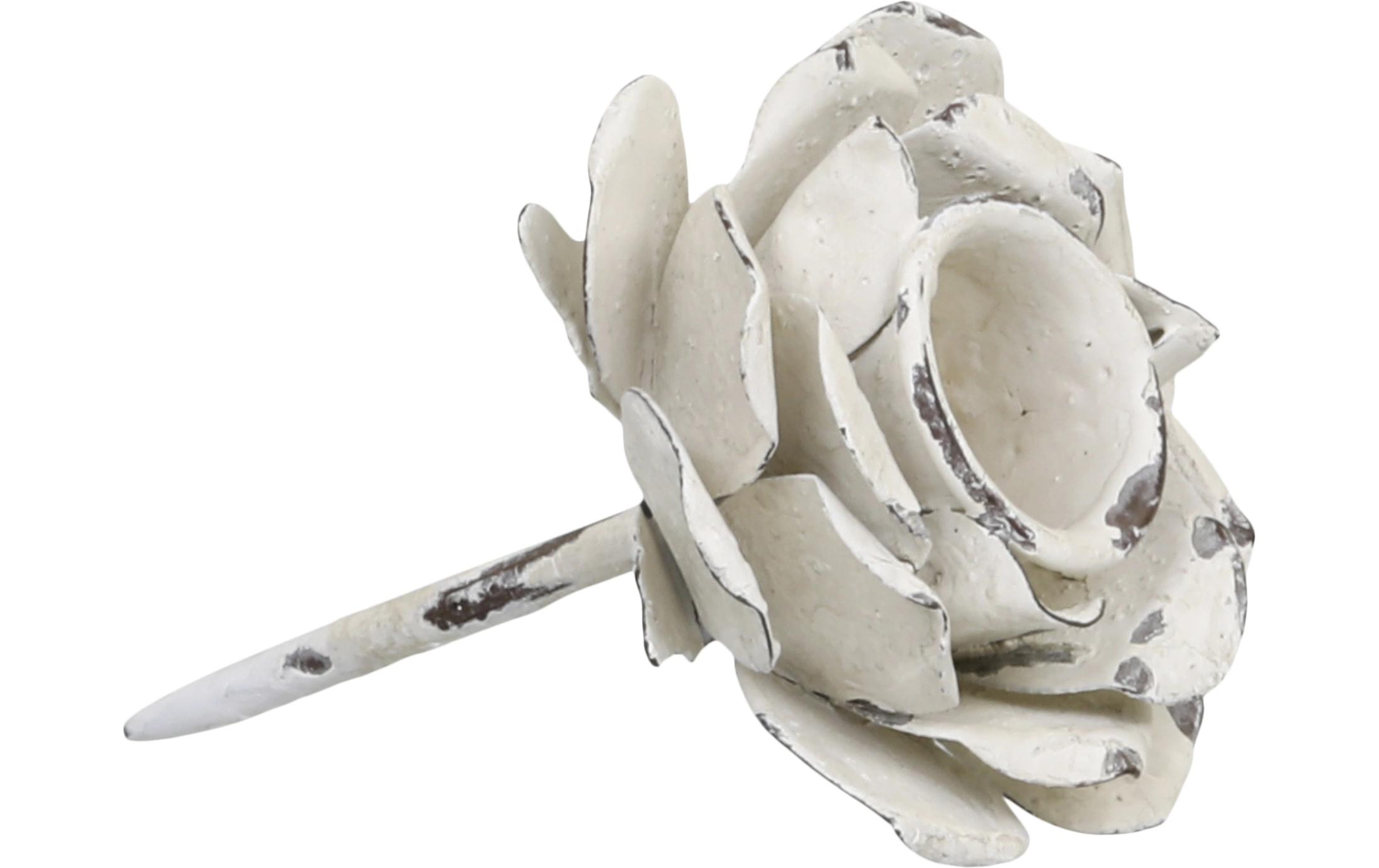 Chic Antique Adventskerzen Halter mit Spiess Ø 6 cm, Eisen, Weiss