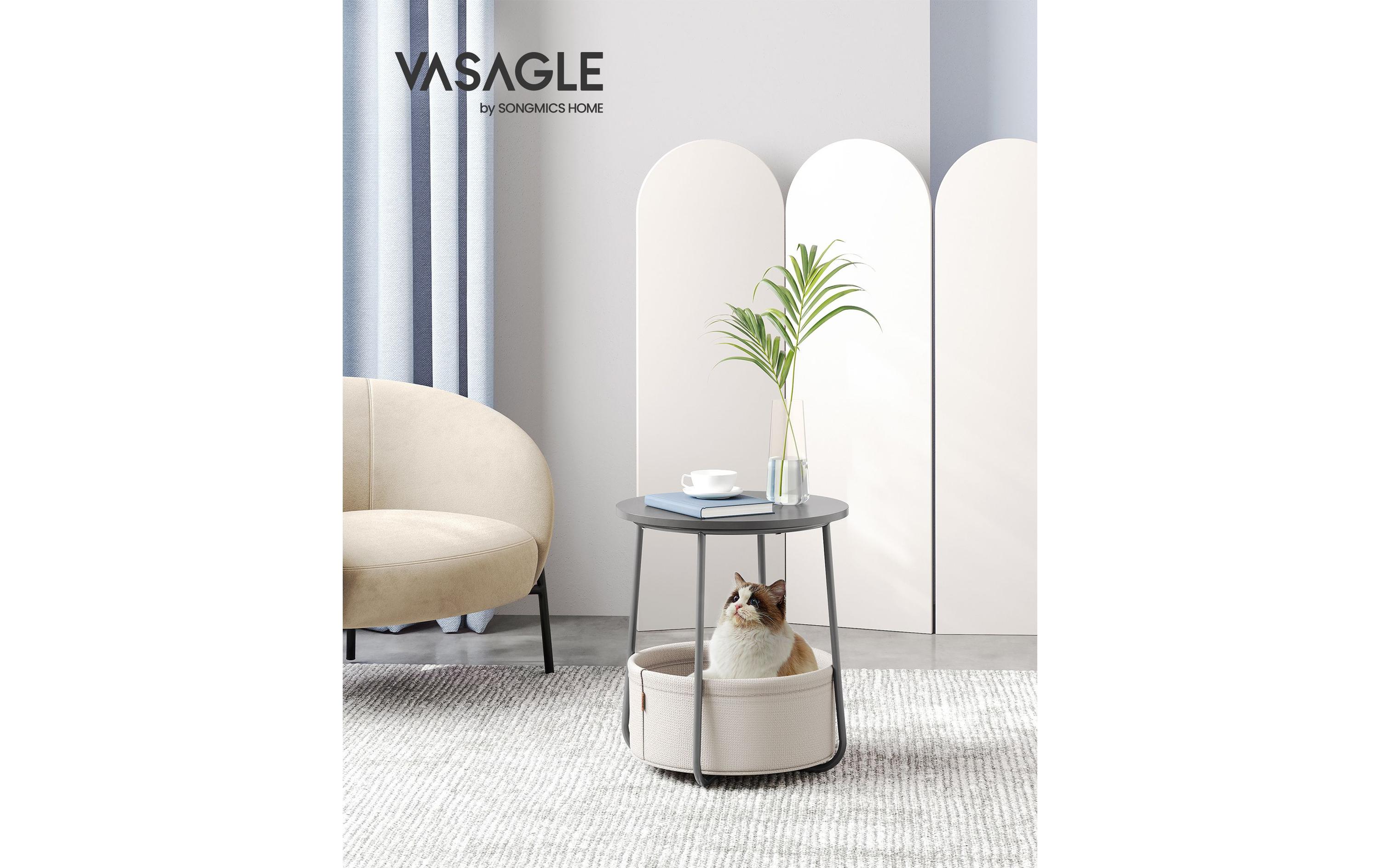 VASAGLE Beistelltisch 45 x 51 cm, Grau / Beige