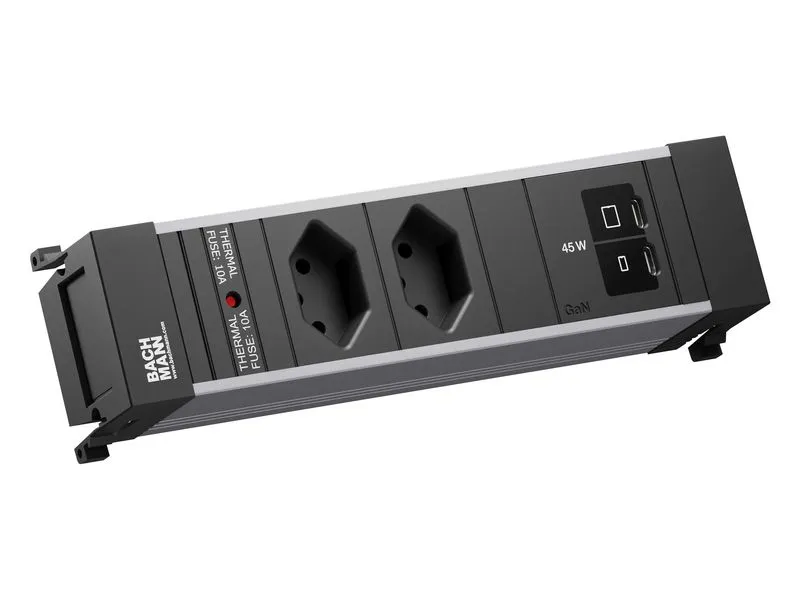 Bachmann Einbausteckerleiste POWER FRAME S 2xT13 1xUSB C/C 45W 0.2m Bachmann Einbausteckerleiste POWER FRAME S 2xT13 1xUSB C/C 45W 0.2m