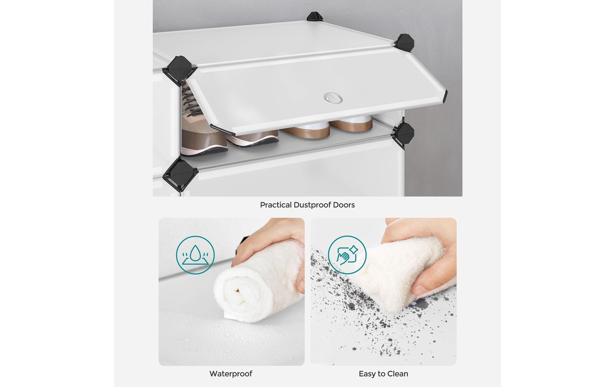 Songmics Schuhschrank 43 cm x 173 cm, Schwarz/Weiss