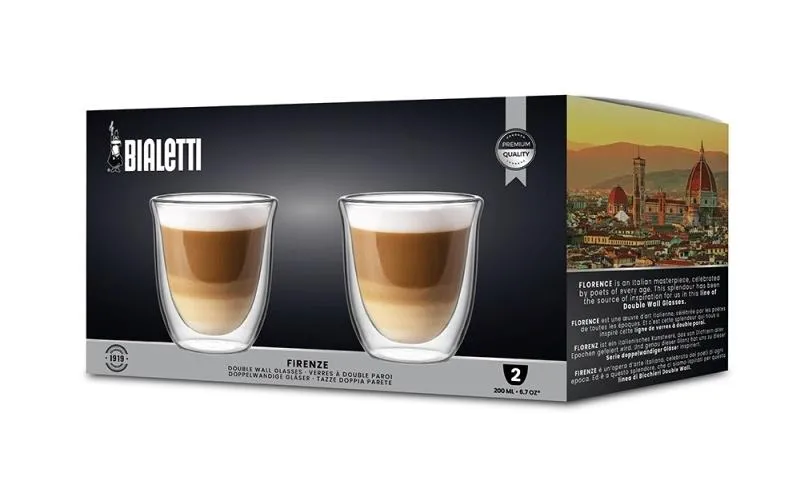 Bialetti Cappuccino Becher Firenze 200 ml, 1 Stück, Transparent