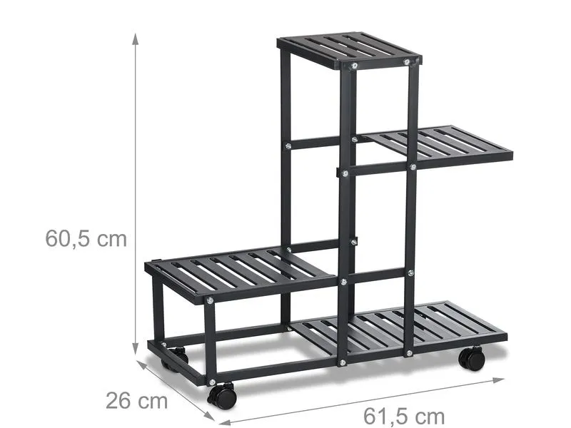 relaxdays Pflanzenständer mit Rollen 60.5 cm, Schwarz relaxdays Pflanzenständer mit Rollen 60.5 cm, Schwarz