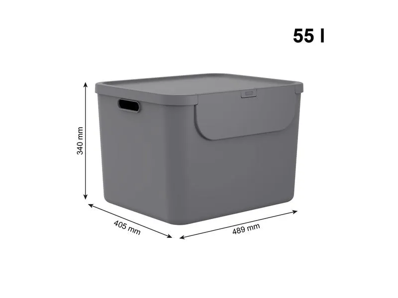 Rotho Recyclingbehälter ALBULA 3 tlg. 100 l, Blau/Anthrazit