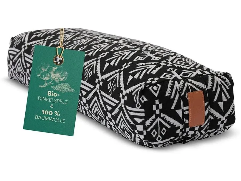 DoYourYoga Yoga-Bolster Paravati Bio-Dinkelspelz, Schwarz/Weiss