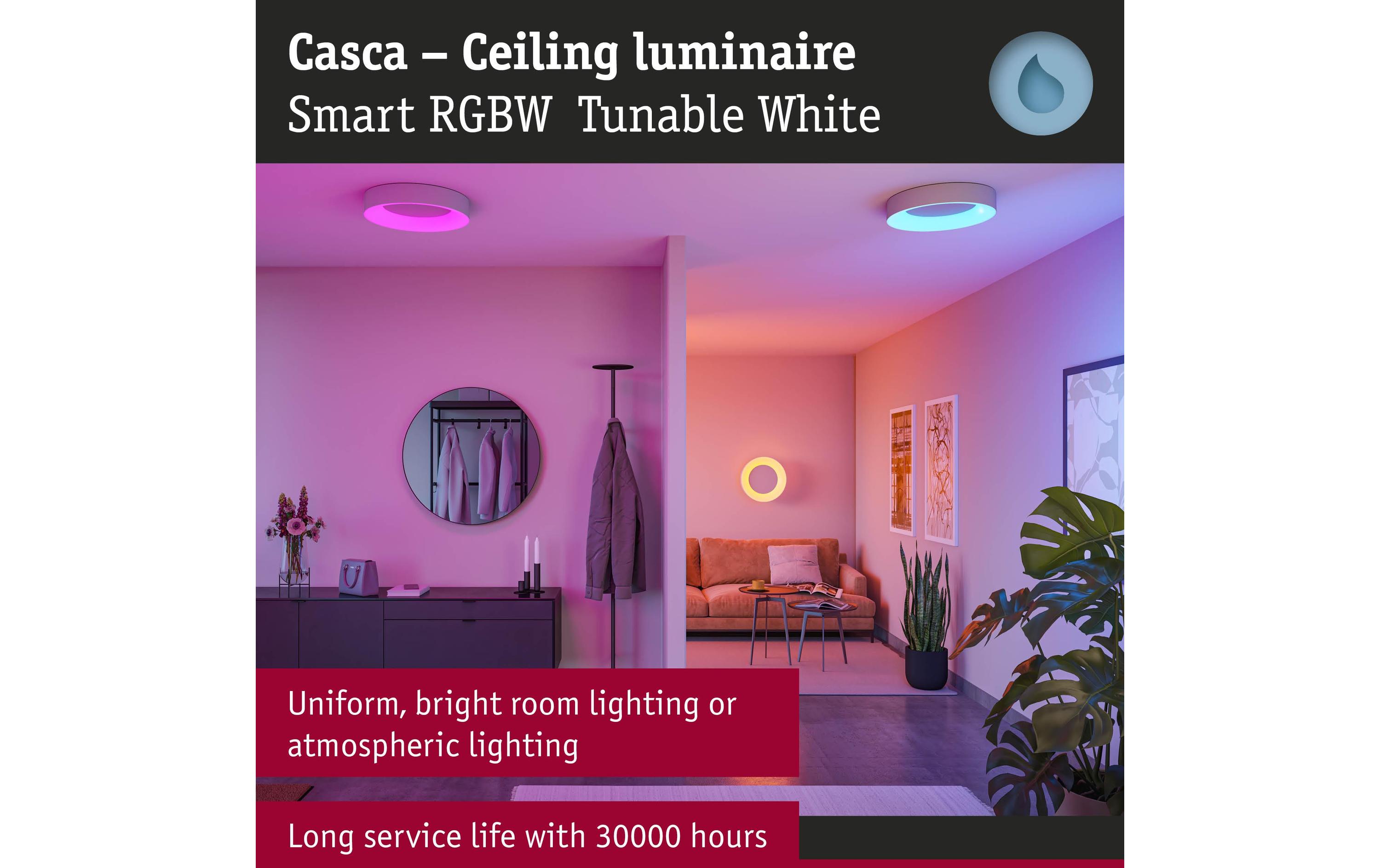 Paulmann Deckenleuchte Casca IP44, Alu matt