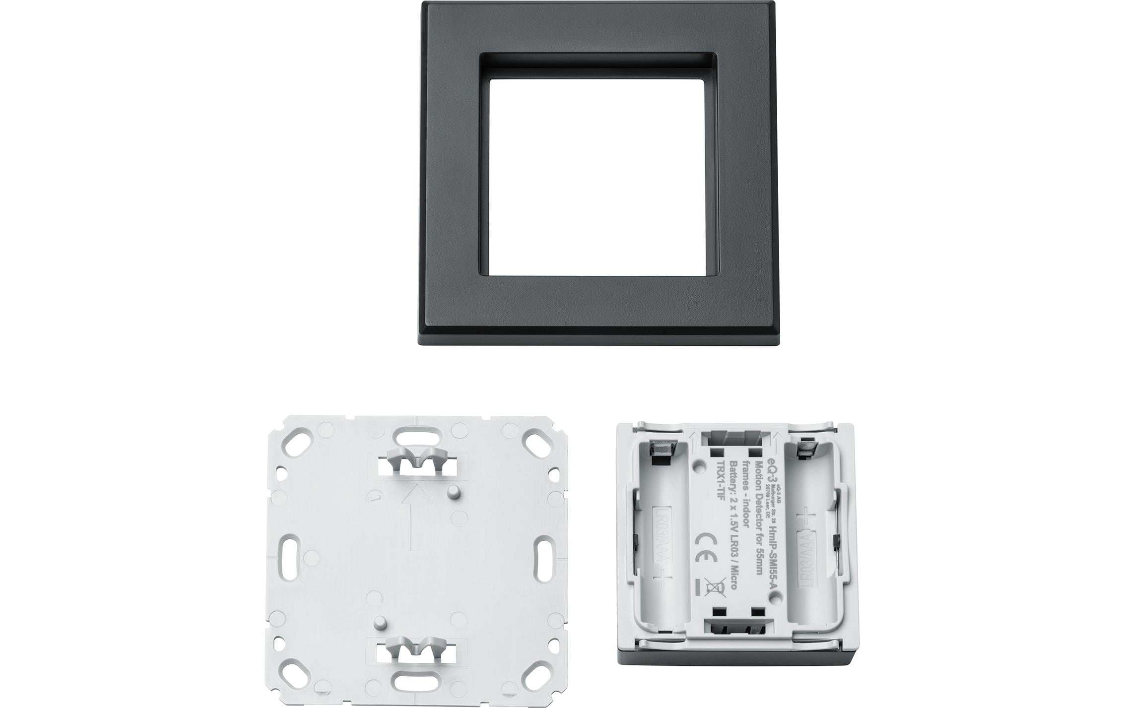 Homematic IP Smart Home Bewegungsmelder im WM55 Rahmen, Anthrazit Homematic IP Smart Home Bewegungsmelder im WM55 Rahmen, Anthrazit