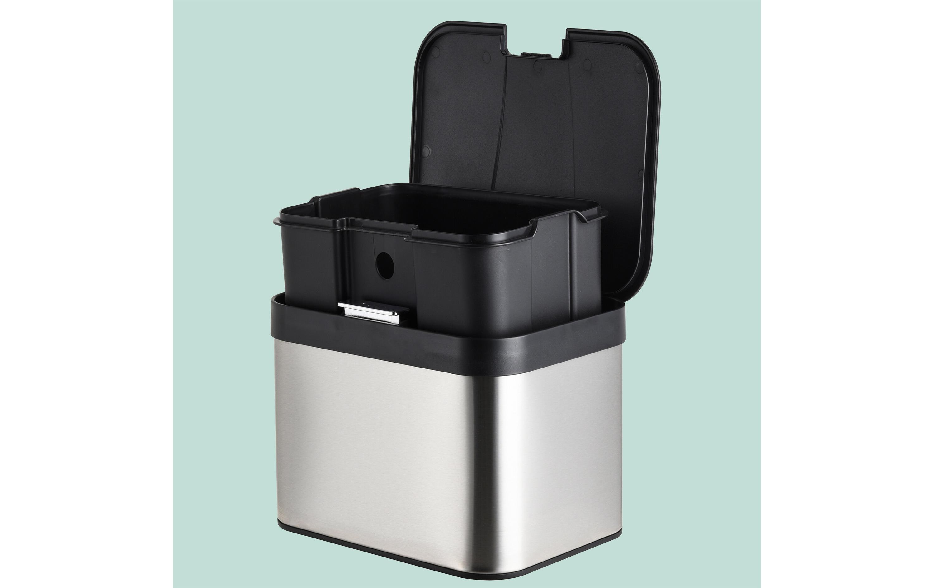 relaxdays Biomüllsammler 4.5 l, Schwarz/Silber