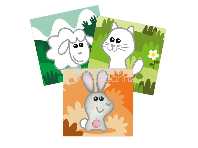 Avenue Mandarine Graffy Easy, Tiere auf dem Bauernhof – Gelb 20 x 20 cm