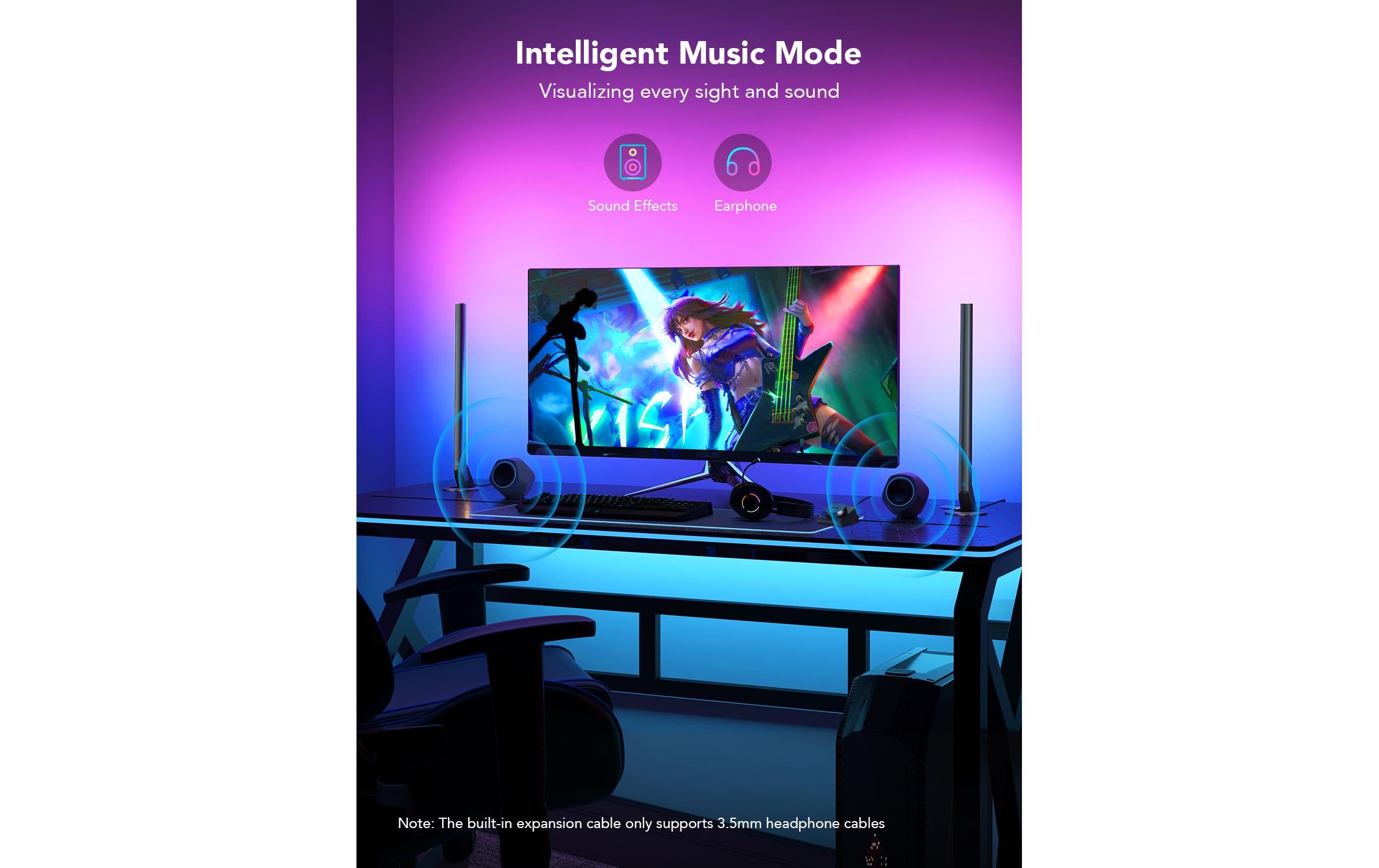 Govee Gaming Lichtbalken mit Smart Controller, RGBIC, Wi-Fi + BT