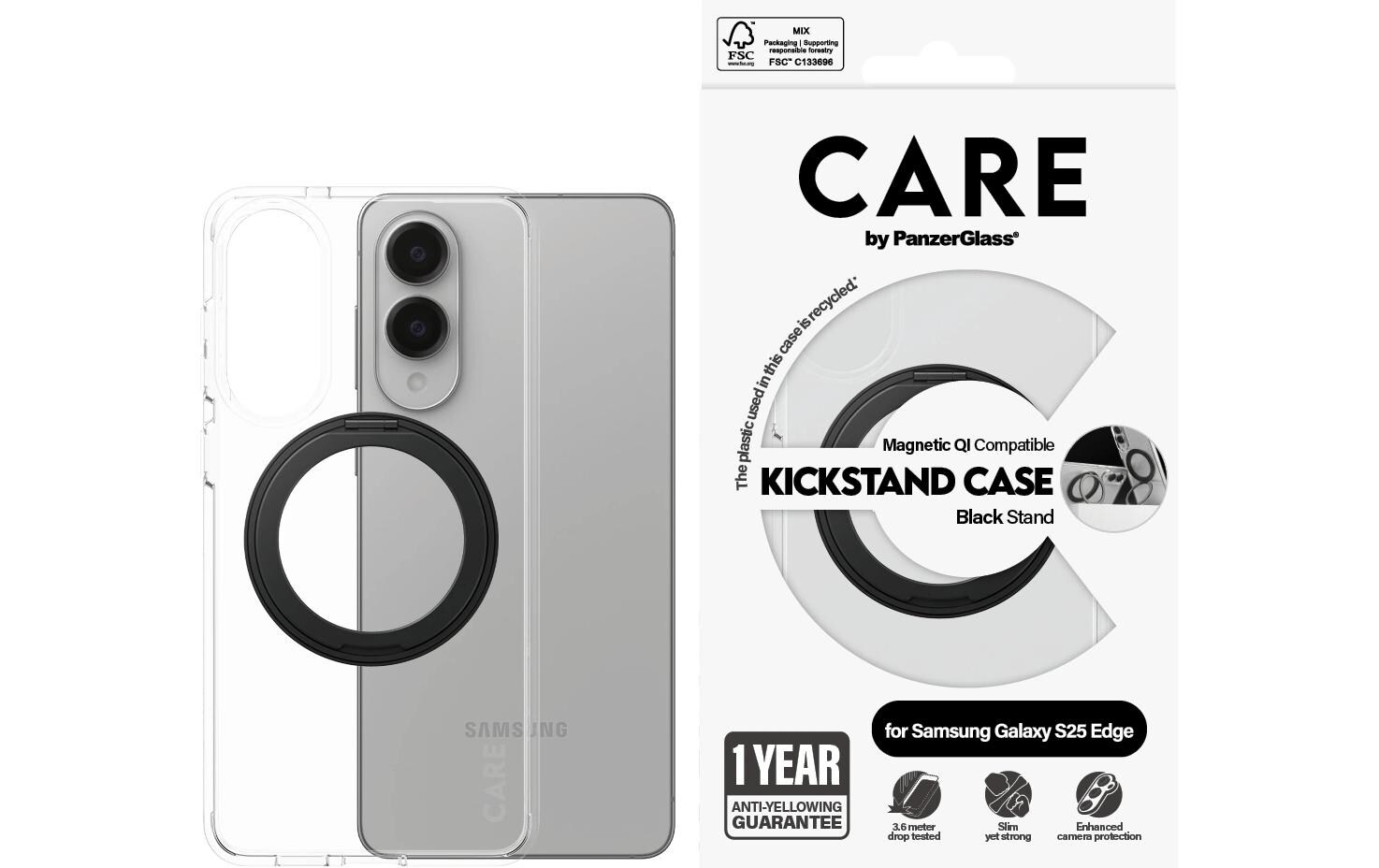 CARE Back Cover Feature mit Kickstand Transparent/Schwarz