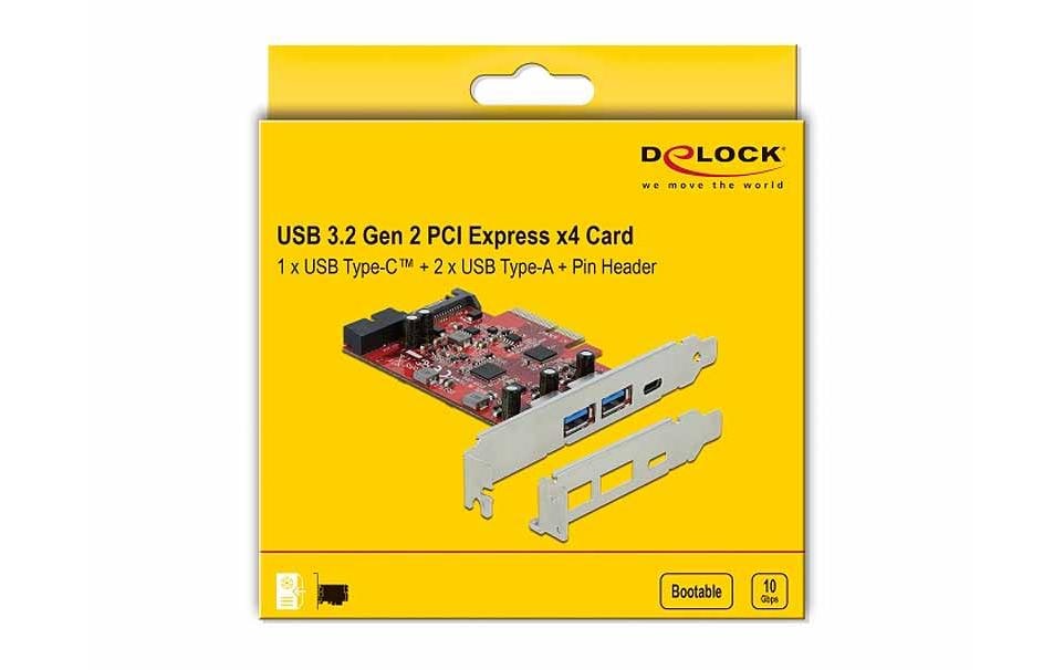 Delock PCI-Express-Karte USB-C / USB-A / intern USB 5 Gbps