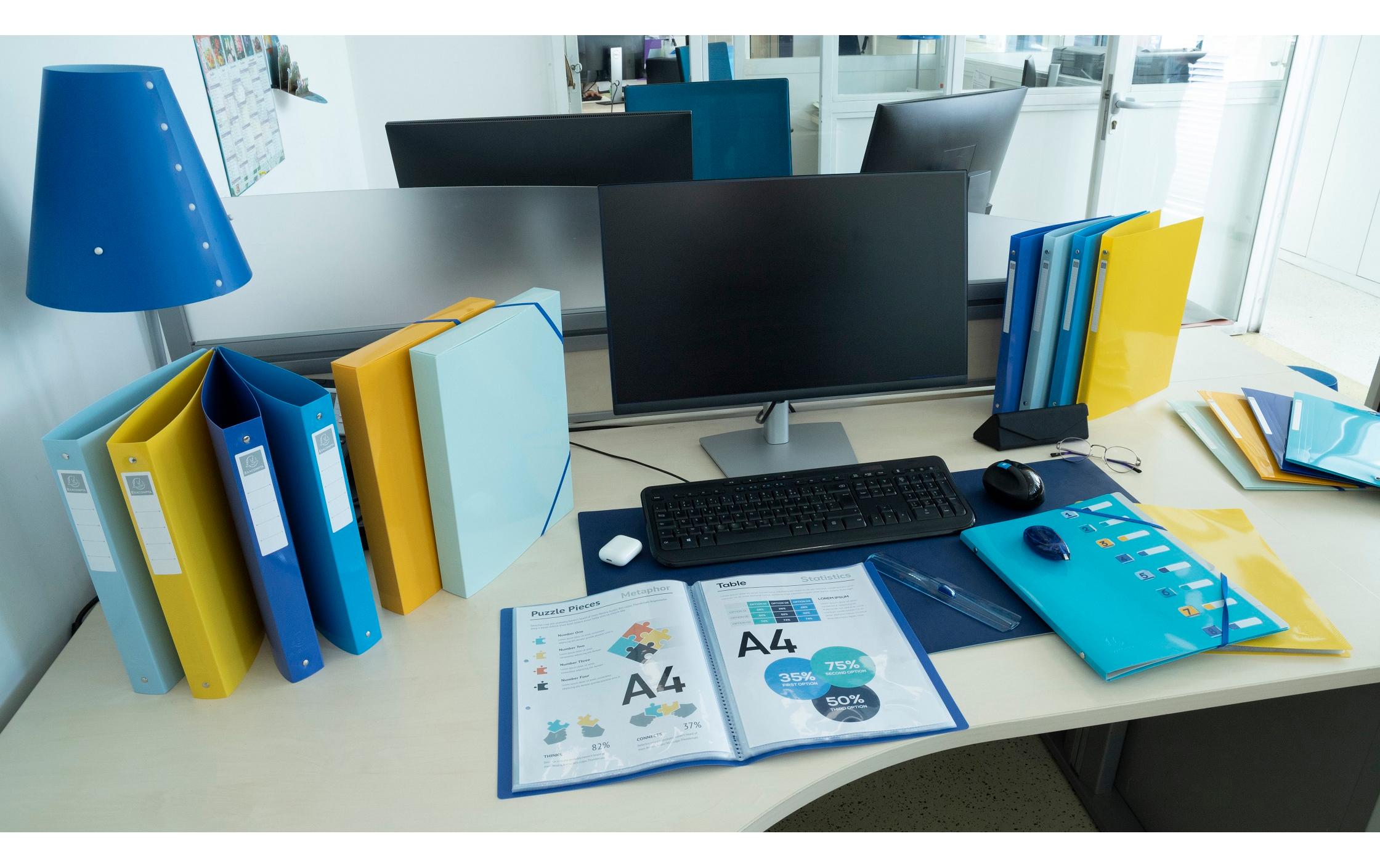 Exacompta Ringbuch Bee Blue mit 4 Ringen, 4 cm, Marineblau