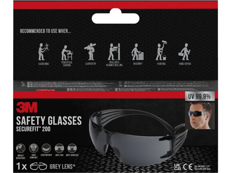 3M Schutzbrille SecureFit 200 Grau 3M Schutzbrille SecureFit 200 Grau