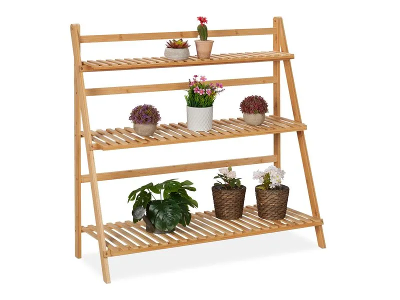 relaxdays Pflanzentreppe Bambus 3 Ebenen klappbar 96 x 99.5 x 37 cm relaxdays Pflanzentreppe Bambus 3 Ebenen klappbar 96 x 99.5 x 37 cm