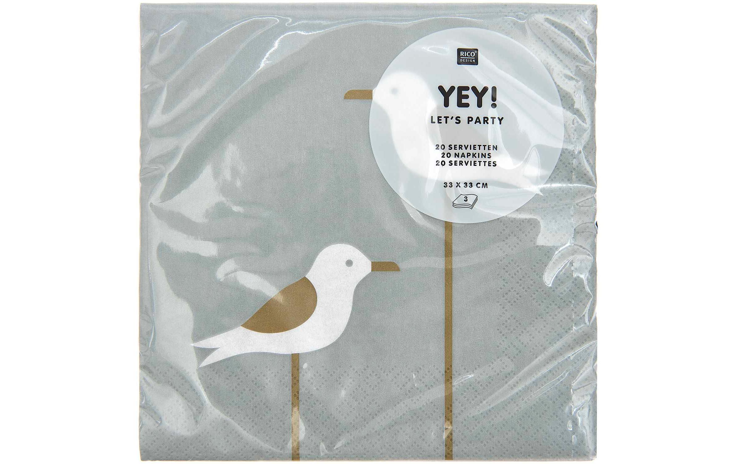 Rico Design Papierservietten Möwen 3-lagig 33 cm x 33 cm, 20 Stück