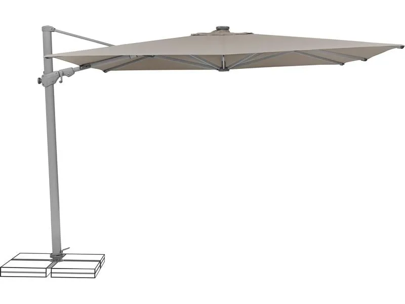 Suncomfort by Glatz Sonnenschirm Varioflex Solar LED, 300 x 300 cm, Hellgrau