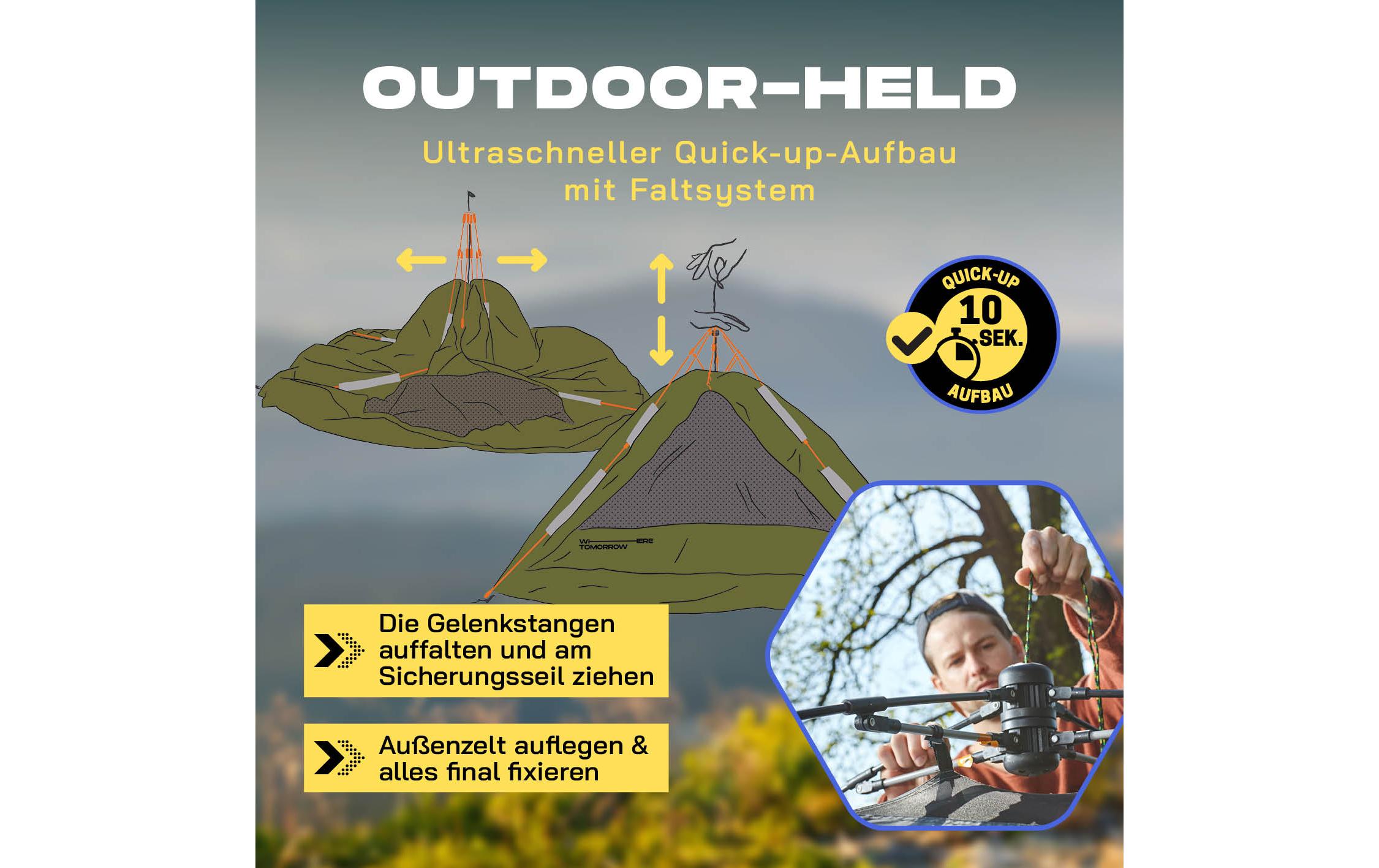 Where tomorrow Pop-Up-Zelt Drei Personen - Grün