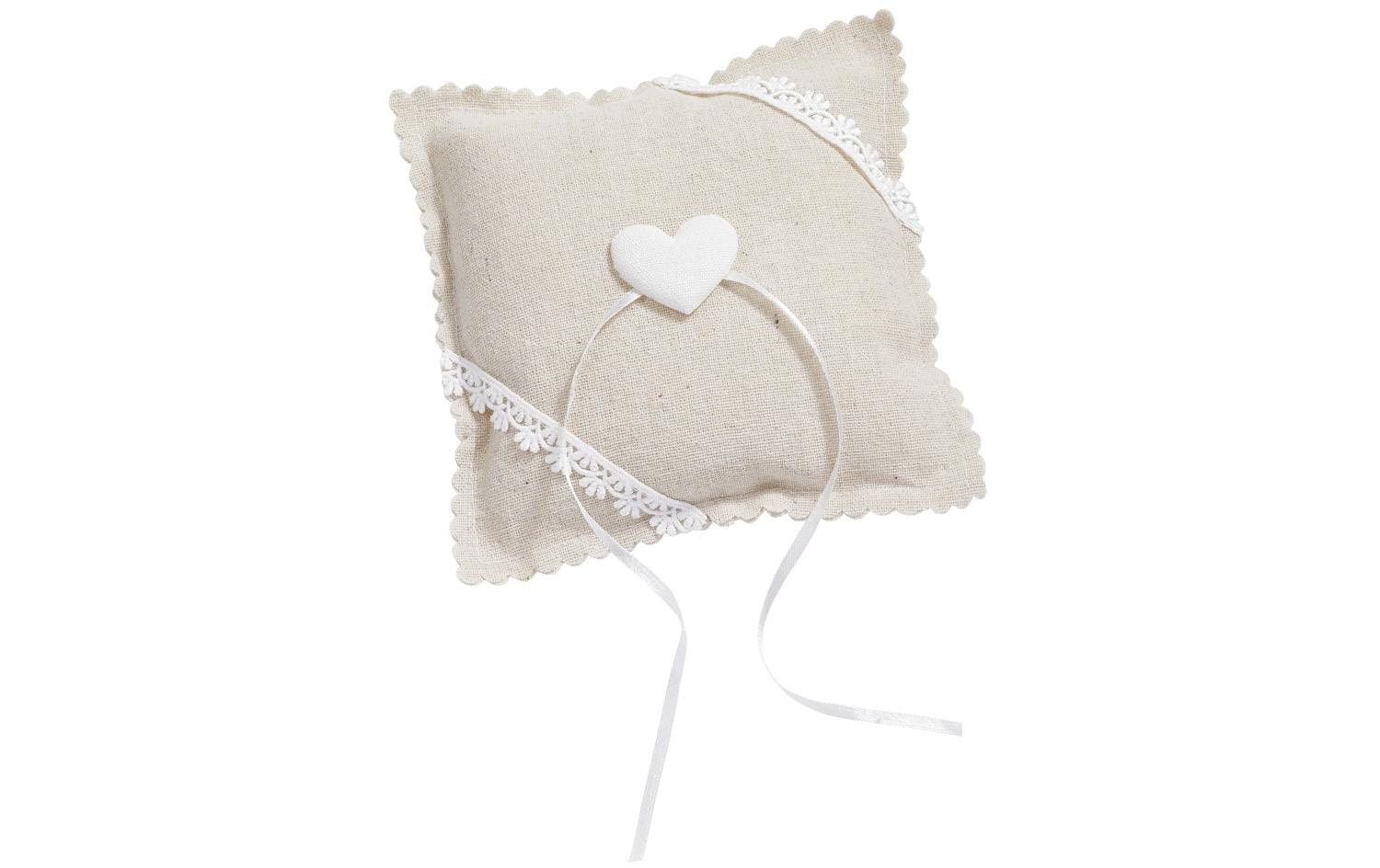HobbyFun Hochzeitsaccessoire Ringkissen 14 cm, Creme