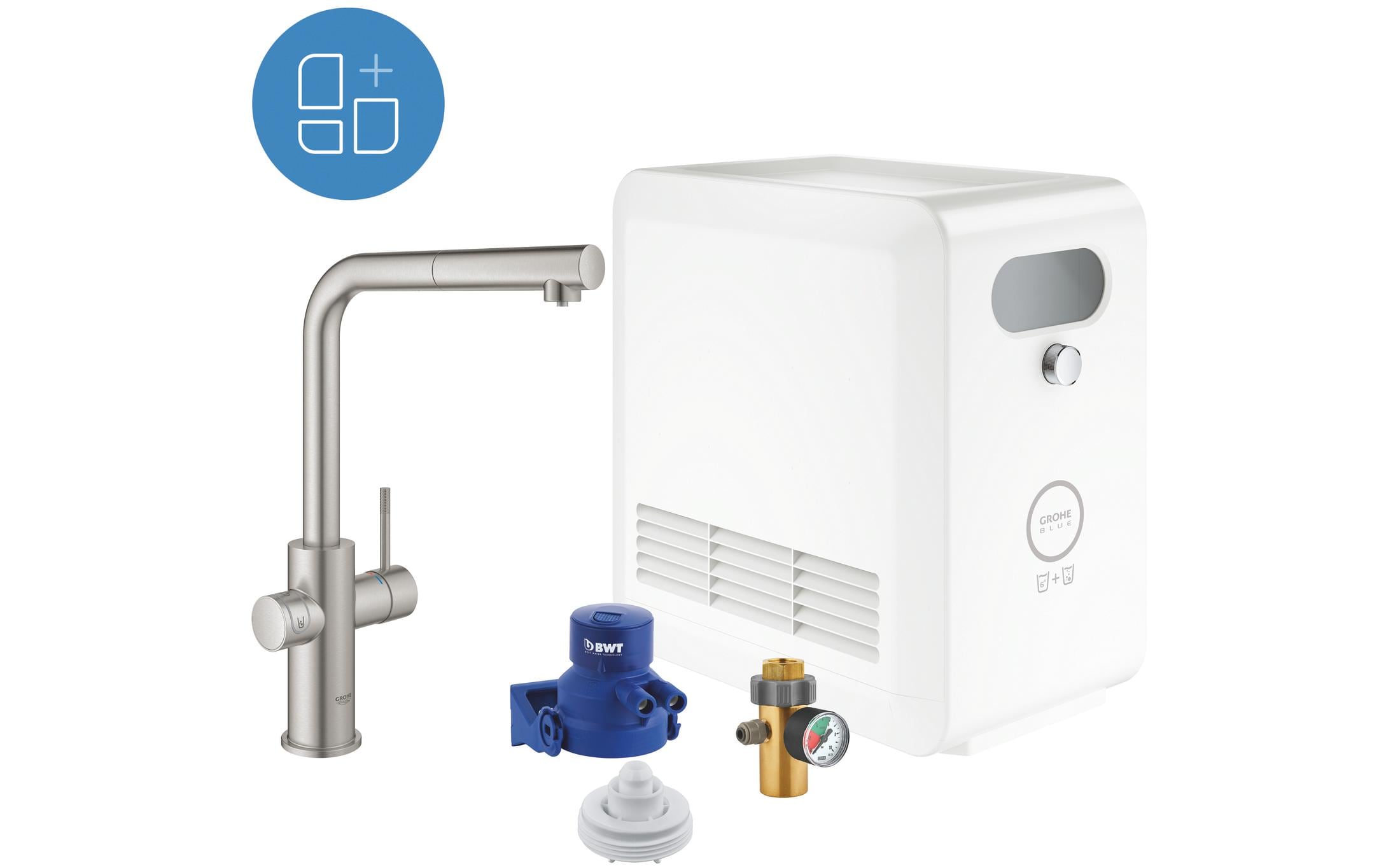 GROHE Küchenarmatur Blue Professional L-Auslauf Set Supersteel GROHE Küchenarmatur Blue Professional L-Auslauf Set Supersteel