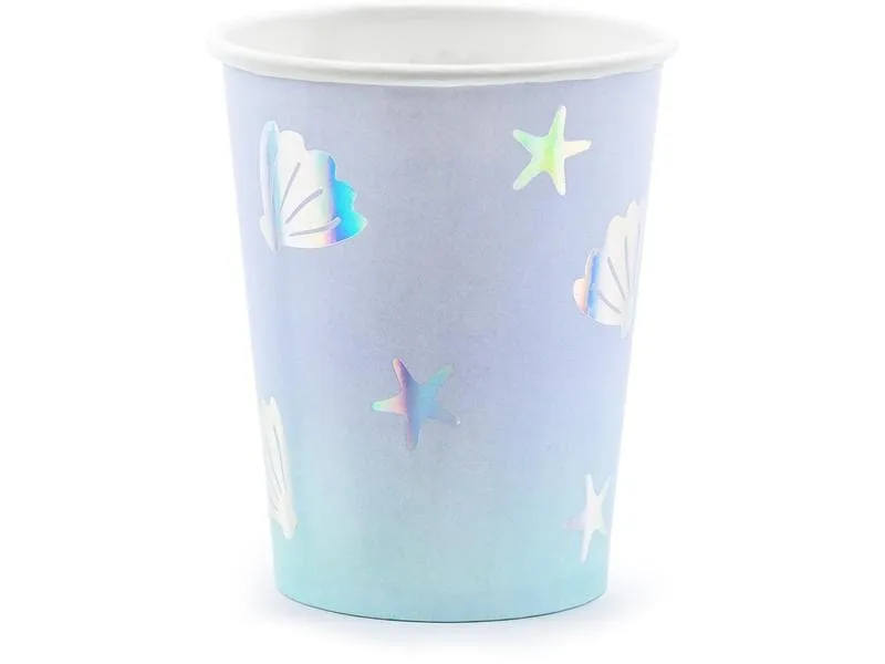Partydeco Einwegbecher Narwal 220 ml, 6 Stück, Hellblau