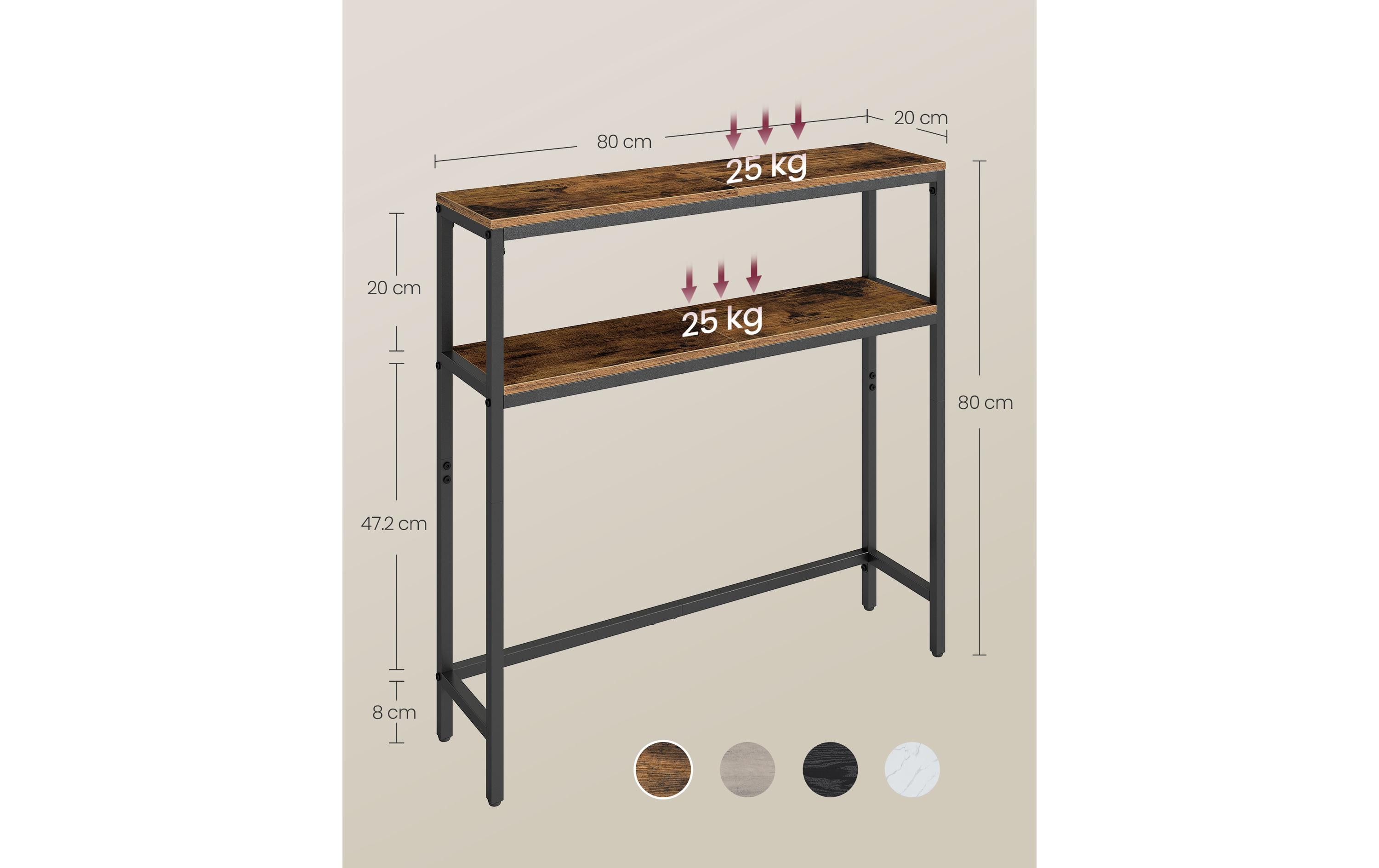 VASAGLE Konsolentisch 80 x 80 cm, Schwarz/Braun