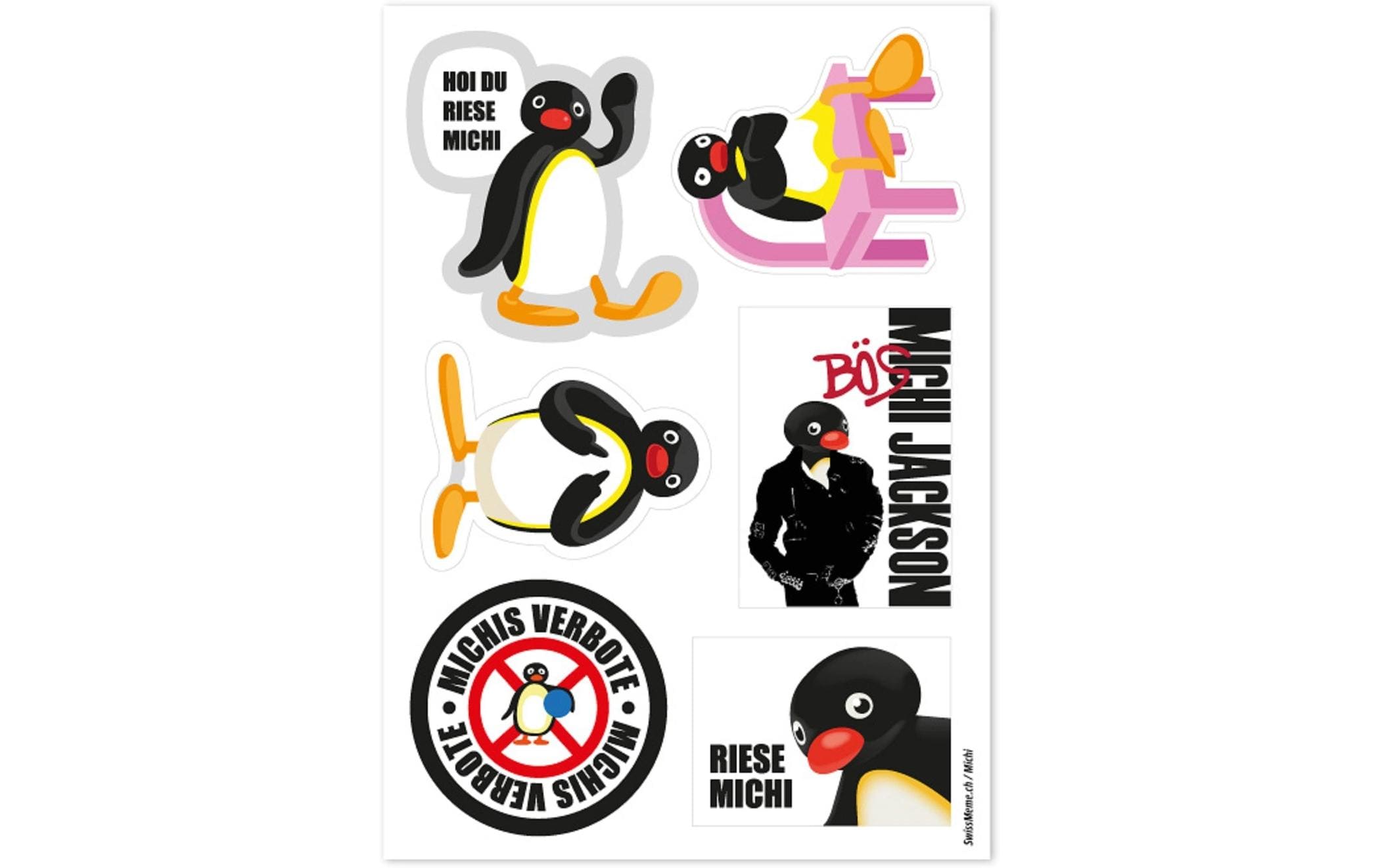 Swissmeme Scherzartikel Stickerbogen Michi, 10.5 x 14.8 cm