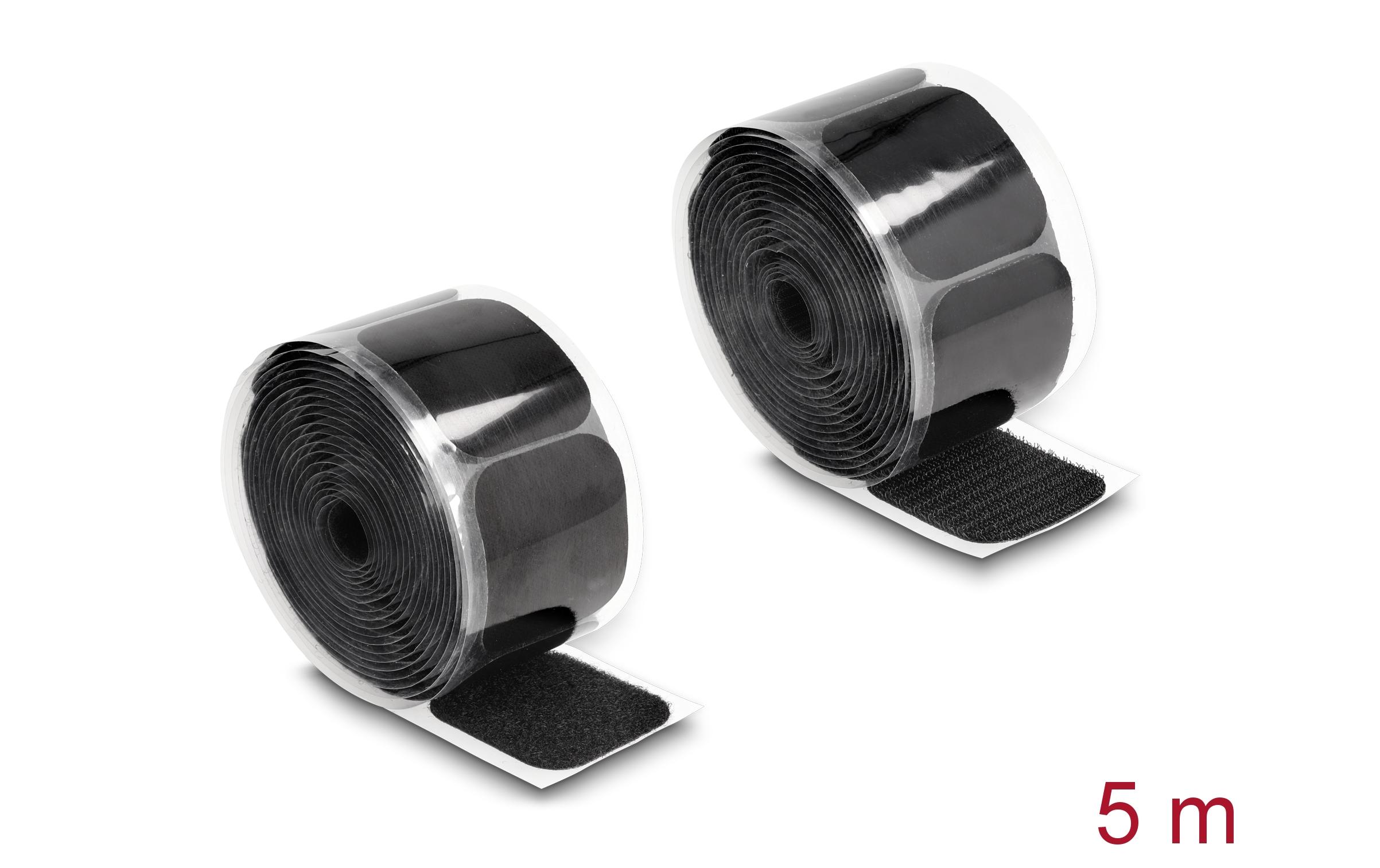 Delock Klettpad auf Rolle selbstklebend Schwarz, 5 m