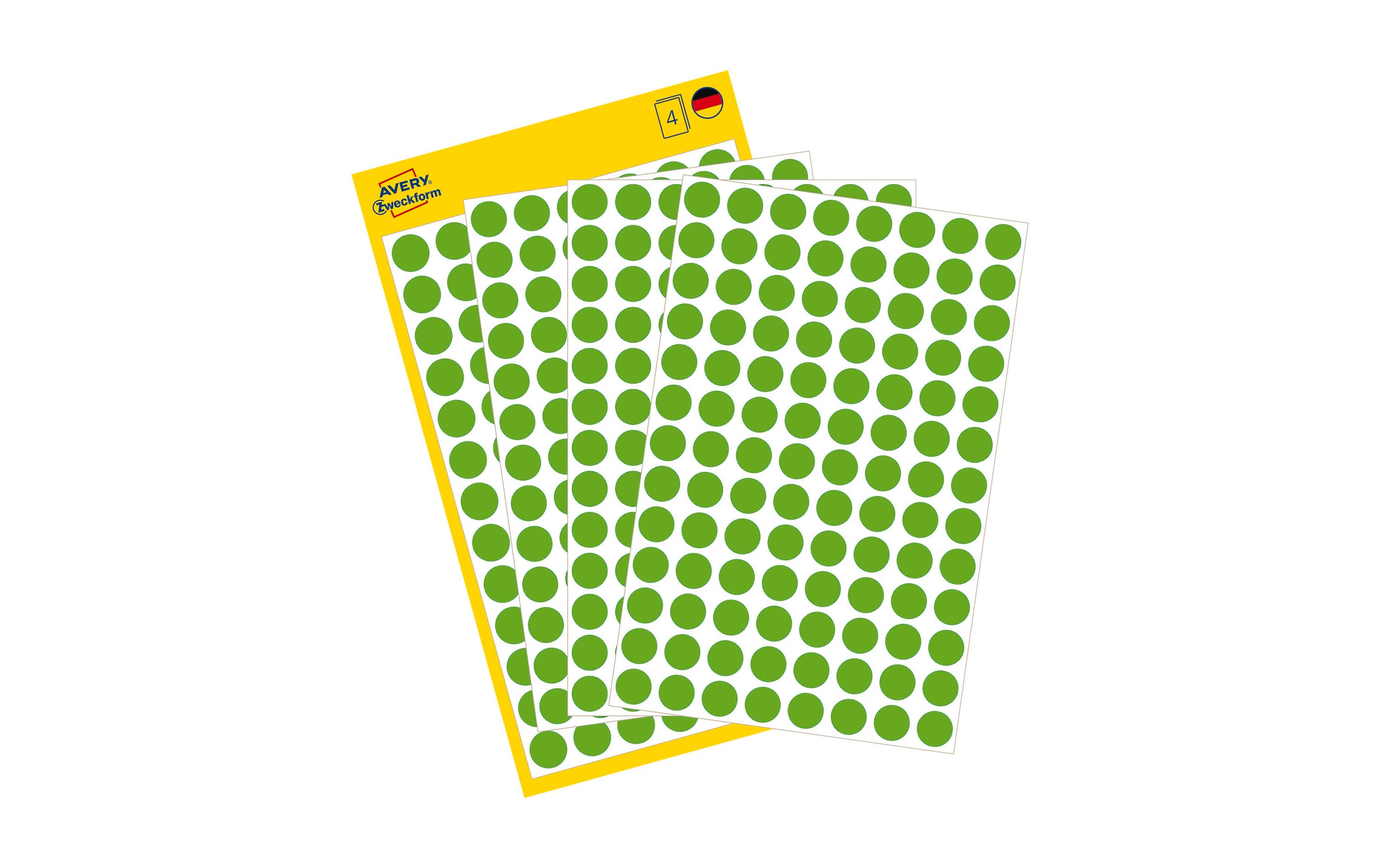 Avery Zweckform Klebepunkte Ø 8 mm, 4 Blatt, Grün Avery Zweckform Klebepunkte Ø 8 mm, 4 Blatt, Grün