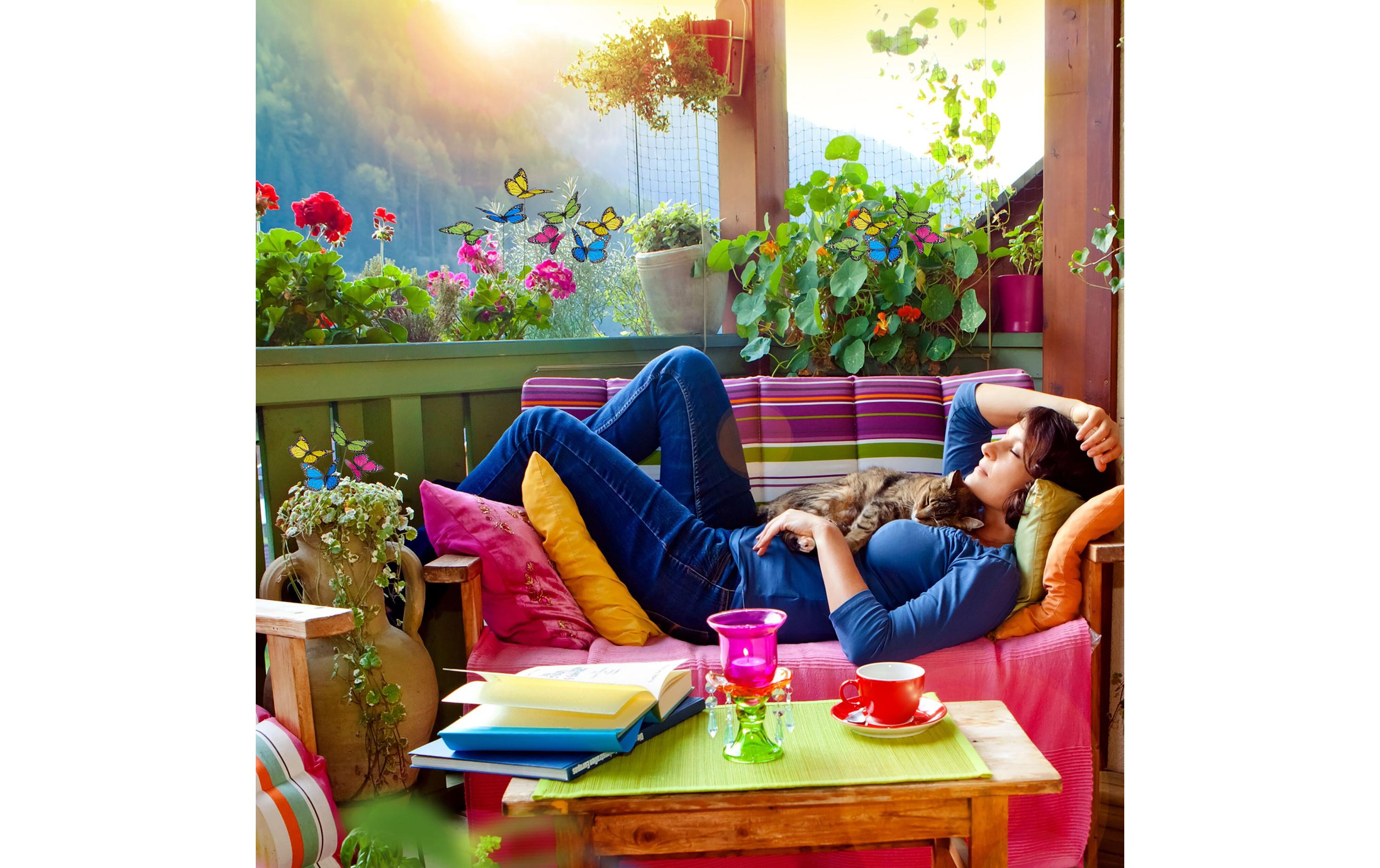 relaxdays Gartenstecker Schmetterlinge 72 Stück, Mehrfarbig