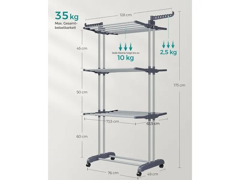 Songmics Turmtrockner 126.6 x 64.2 x 169.2 cm Songmics Turmtrockner 126.6 x 64.2 x 169.2 cm