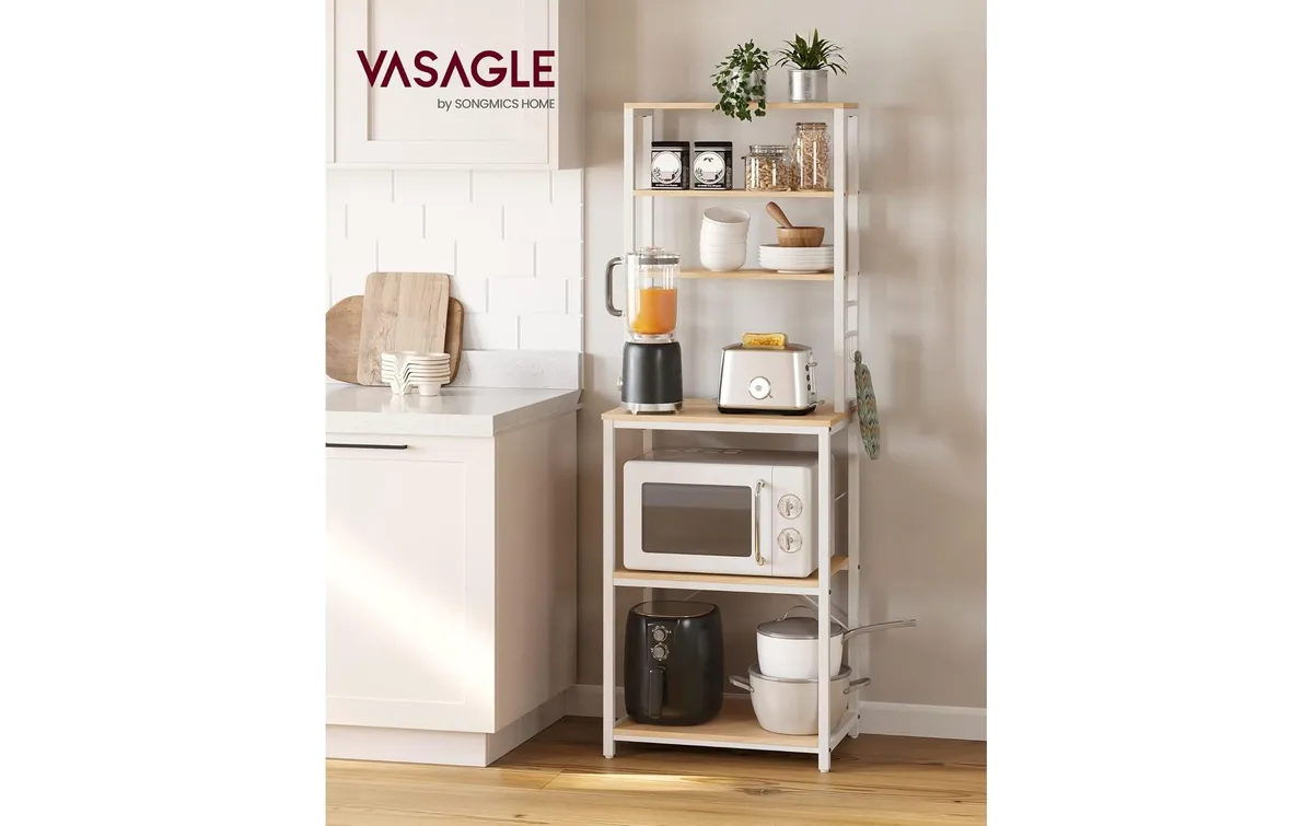 VASAGLE Küchenregal mit 6 Haken Weiss VASAGLE Küchenregal mit 6 Haken Weiss