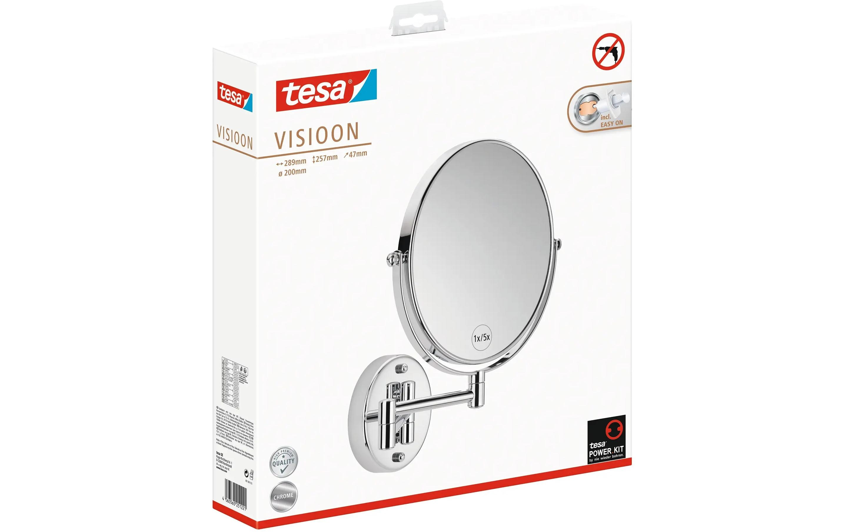 tesa Kosmetikspiegel Visioon, schwenkbar Silber