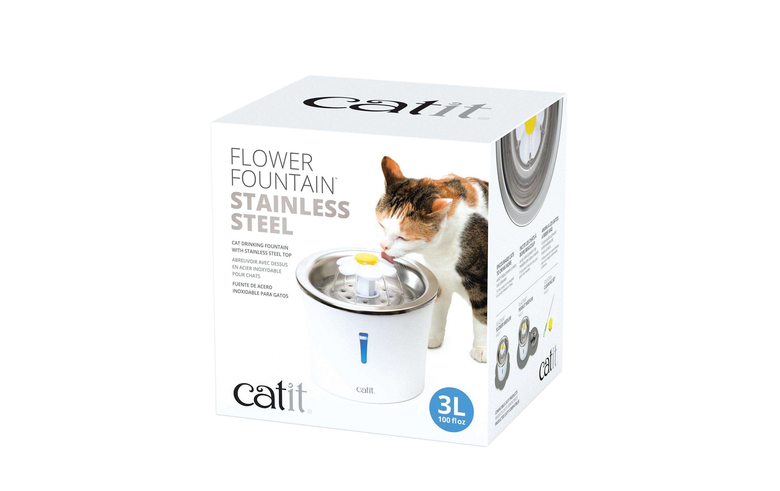 Catit Wasserautomat Flower Fountain Stahl, 3 l
