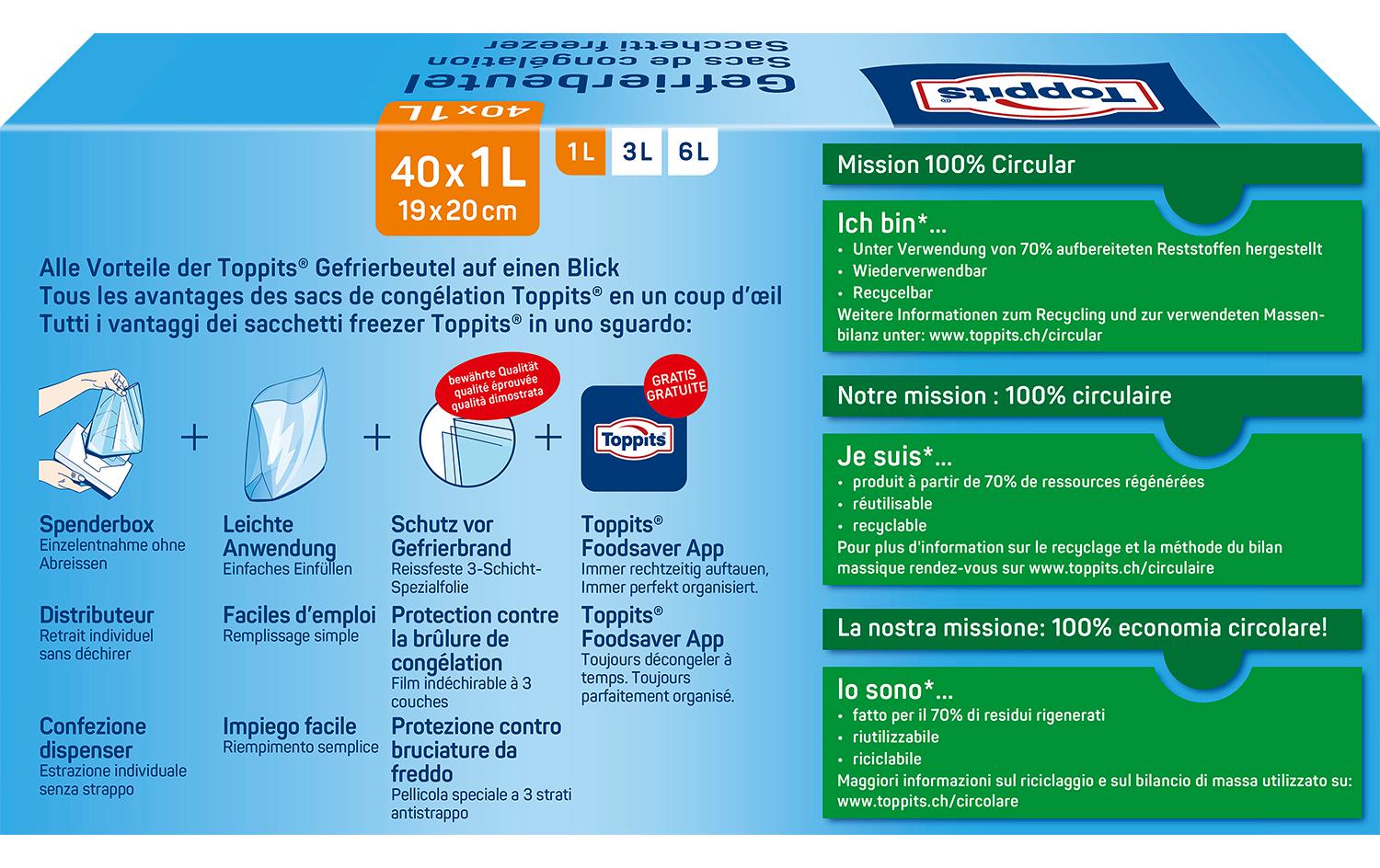 Toppits Gefrierbeutel 40 Stück