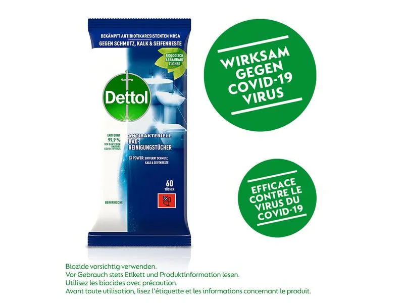 Dettol Bad-Reinigungstücher Bergfrische 60 Stück Dettol Bad-Reinigungstücher Bergfrische 60 Stück