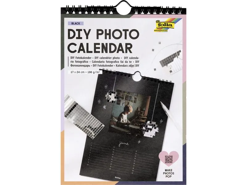 Folia DIY Fotokalender black, 17 x 24 cm, 13 Seiten