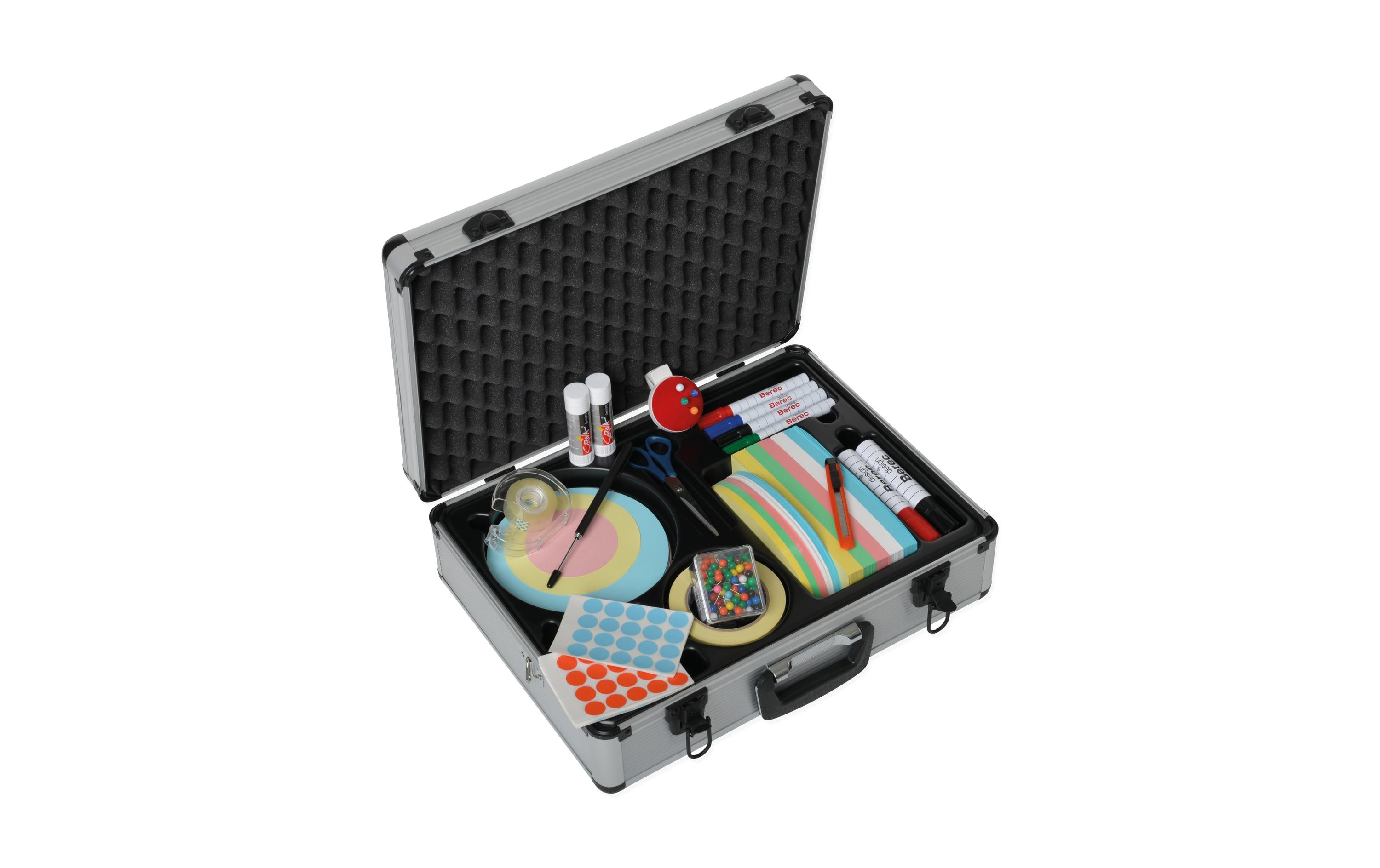 Berec Moderationskoffer mit selbstklebenden Karten 43 x 32 x 12 cm