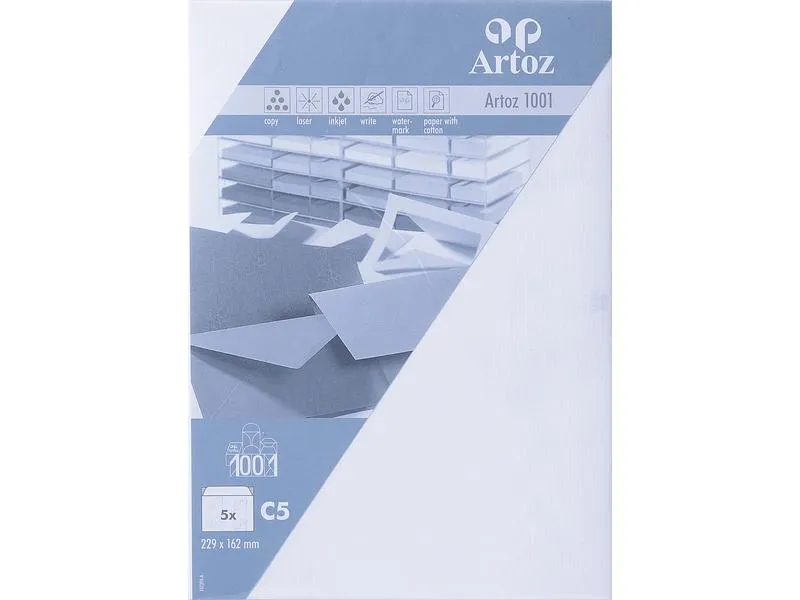 Artoz Couvert 1001, C5, 5 Stück, Blütenweiss Artoz Couvert 1001, C5, 5 Stück, Blütenweiss