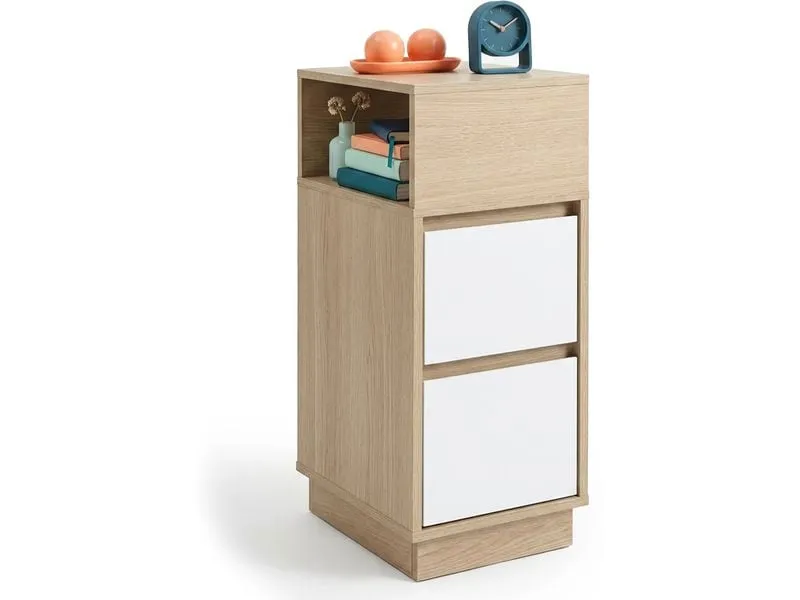 relaxdays Nachttisch 24 x 64 cm, Weiss/Braun relaxdays Nachttisch 24 x 64 cm, Weiss/Braun
